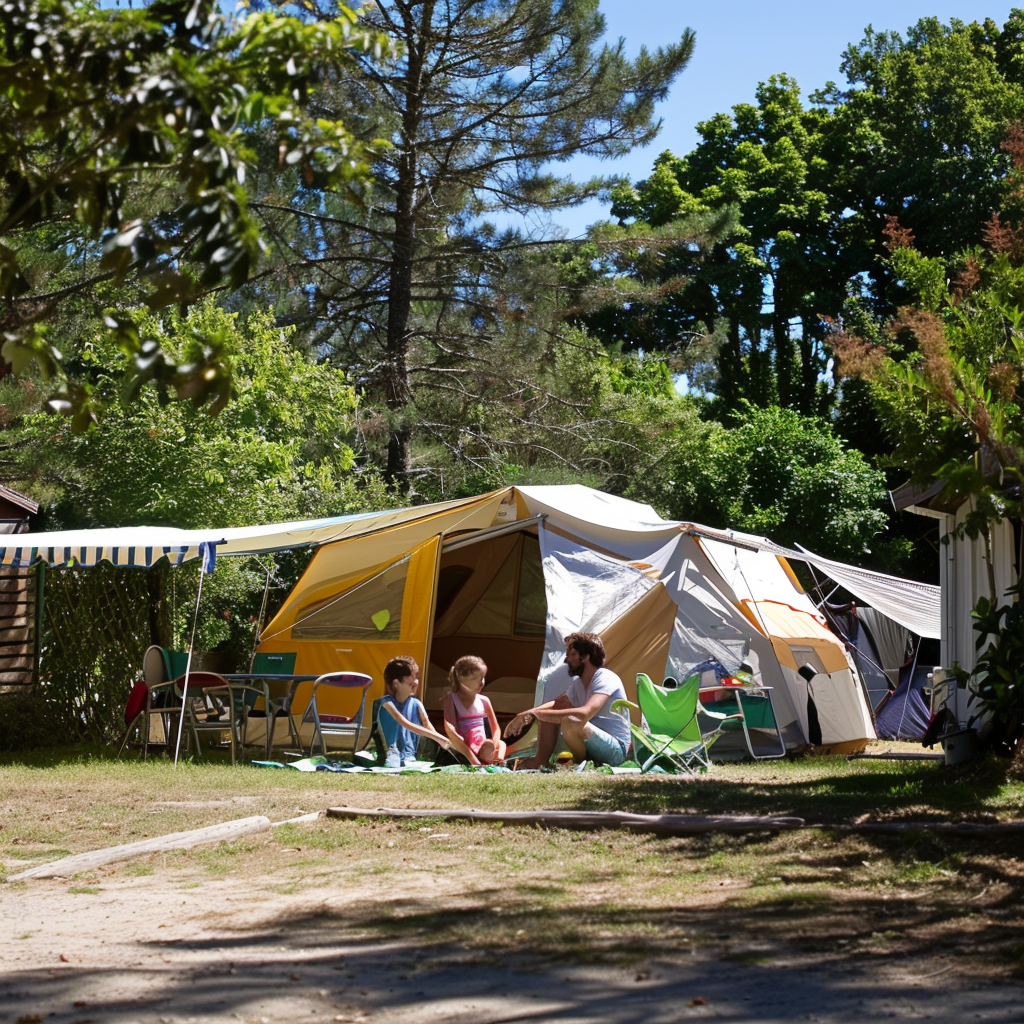 famille en vacance camping